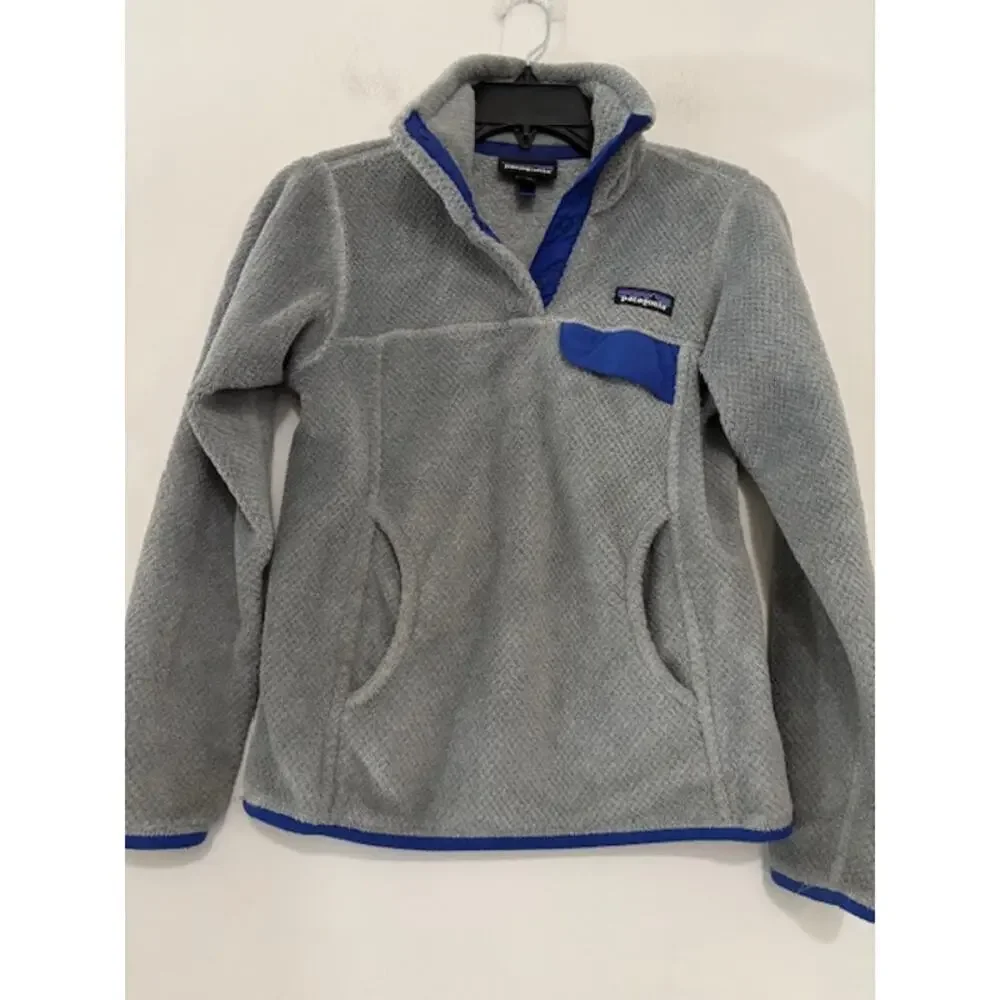 Patagonia Synchilla T-Snap Fleece Pullover Jacket Gray Purple Womens XXS